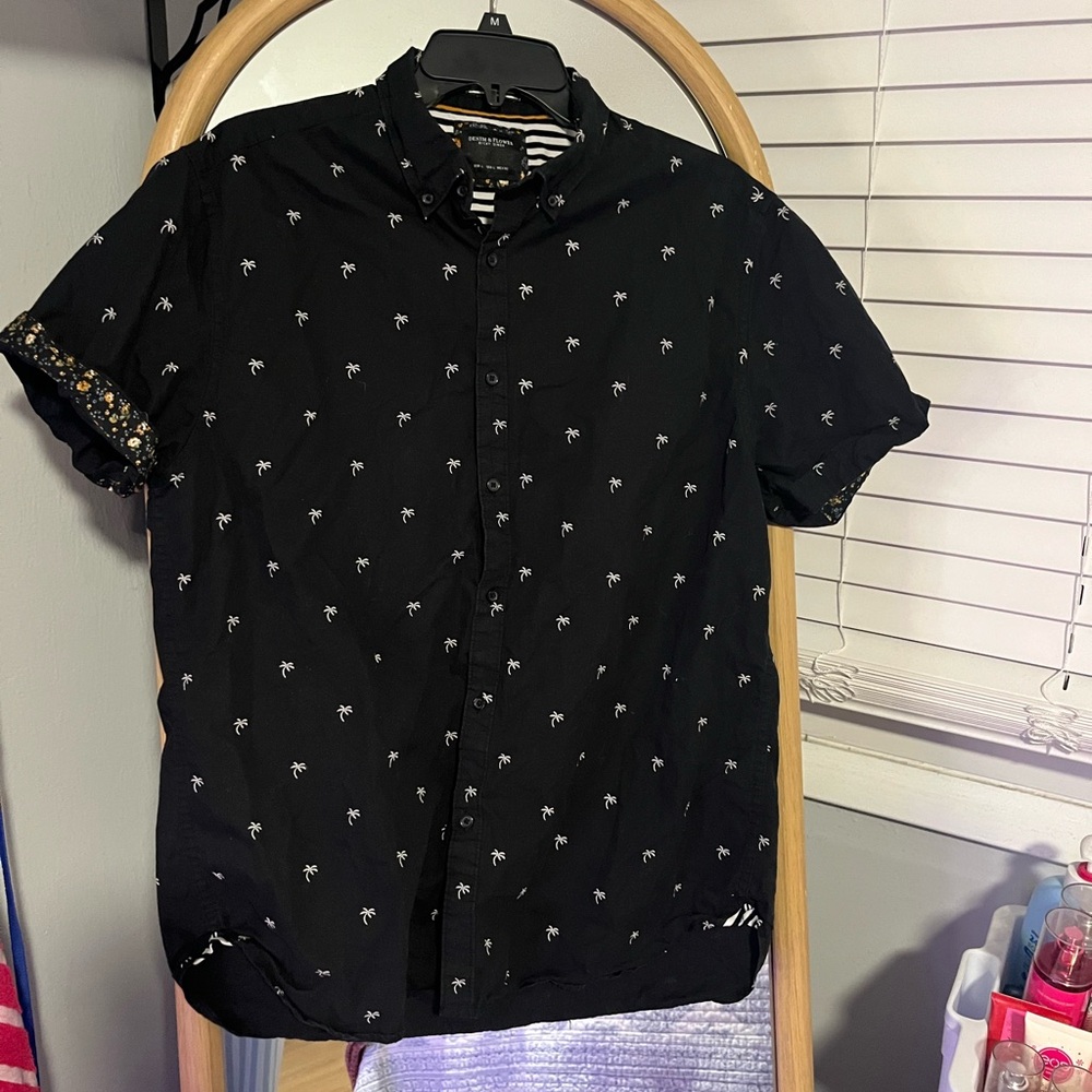 Black Palm Tree Print Men's Shirt